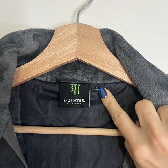 Monster Energy Drink Men's Black Hooded Fleece Lined Zip Jacket Sz Small - Picture 5 of 10
